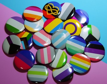 Handmade Pride Flag Badges: LGBTQ+ Pins (32mm)