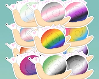 Snails Pride Stickers | LGBTQ+, Gay, Lesbian, Non-Binary, Rainbow, Bisexual, Pansexual, Asexual, Transgender, Aromantic, Genderfluid