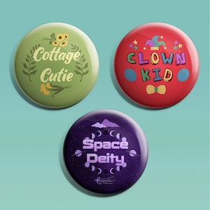 Aesthetic Badges | Cottagecore, Clowncore, Spacecore, Kidcore, Space, Planets, Cottage, Clown, Nature
