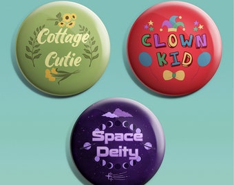 Aesthetic Badges | Cottagecore, Clowncore, Spacecore, Kidcore, Space, Planets, Cottage, Clown, Nature
