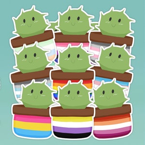 Adesivi Cactus Pride / LGBTQ+, Gay, Lesbica, Non-Binary, Arcobaleno, Bisessuale, Pansessuale, Asessuale, Transgender, Aromantico, Genderfluid