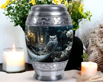 Owl Urn, Memorial Urn for Human Ashes, Decorative Keepsake Urn, Personalized Funeral Urn, Majestic Tribute Urn, for Male and Female