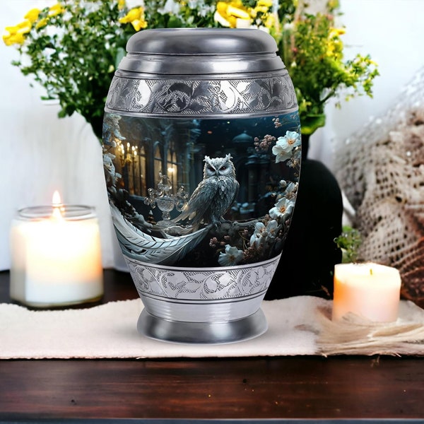 Owl Urn, Memorial Urn for Human Ashes, Decorative Keepsake Urn, Personalized Funeral Urn, Majestic Tribute Urn, for Male and Female