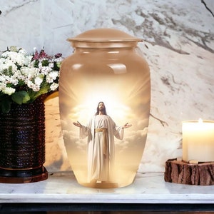 Jesus Christ Urn, Memorial Urn for Human Ashes, Decorative Keepsake Urn, Personalized Funeral Urn, Majestic Tribute Urn, for Male and Female