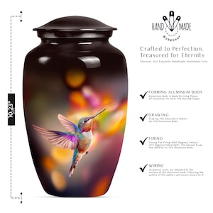 Yellow Humming Bird Urn, Memorial Urn for Human Ashes, Decorative Urn, Personalized Funeral Urn, Majestic Tribute Urn for Male