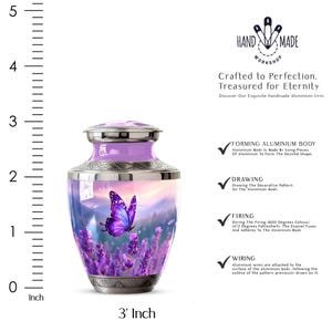 Personalized Butterflies Urn for Ashes - Memorial Urn for Human Ashes, Decorative Keepsake Urn, Funeral Urn, Tribute Urn, Purple Urn for mom 3 inch