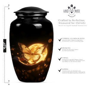 Butterfly Urns for Ashes Adult Female, Large Cremation Urn with Keepsake, Urn for Human Ashes, Memorial Urn for Adults (Size - 10&quot; &3 inch)