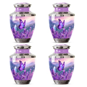 Personalized Butterflies Urn for Ashes - Memorial Urn for Human Ashes, Decorative Keepsake Urn, Funeral Urn, Tribute Urn, Purple Urn for mom 3 inch pack of 4