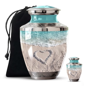 Ocean themed urn with sea stones and flowers, beach cremation urn, ashes urn with sea view, memorial urn adult, handmade urn for ashes, beach lover urn for ashes, ocean lover cremation urn, sea lover memorial urn, beach urn for mom, coastal urn for loved one, ocean memorial urn for dad, beach urn for ashes, seaside memorial urn, cremation urn