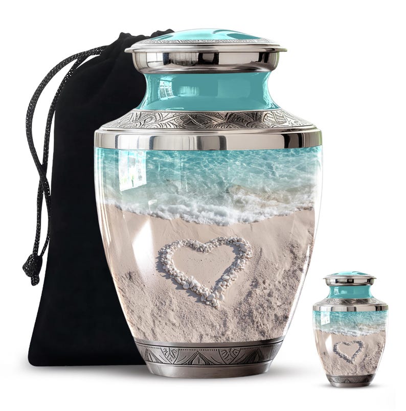 Ocean themed urn with sea stones and flowers, beach cremation urn, ashes urn with sea view, memorial urn adult, handmade urn for ashes, beach lover urn for ashes, ocean lover cremation urn, sea lover memorial urn, beach urn for mom, coastal urn for loved one, ocean memorial urn for dad, beach urn for ashes, seaside memorial urn, cremation urn