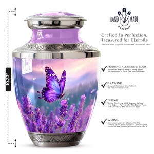 Personalized Butterflies Urn for Ashes - Memorial Urn for Human Ashes, Decorative Keepsake Urn, Funeral Urn, Tribute Urn, Purple Urn for mom 10 inch