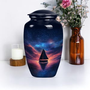 Decorative Sailboat Urn for Human Ashes, Decorative Memorial Urn, Personalized Keepsake Funeral Urn, Urn for Mom Ashes, Tribute Urn, 10&quot;& 3&quot;