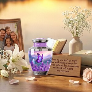 Personalized Butterflies Urn for Ashes - Memorial Urn for Human Ashes, Decorative Keepsake Urn, Funeral Urn, Tribute Urn, Purple Urn for mom image 9