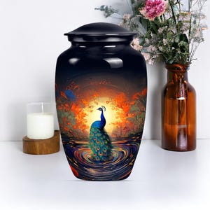Peacock Cremation Urn – Cremation Urn for Ashes Man, Decorative Urn for Ashes for Mom, Urn Keepsake for Ashes, Tribute Urn, Funeral Urn