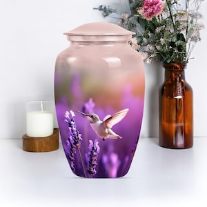 Hummingbird Cremation Urn for Human Ashes - Artistic Large Aluminum Urn for Adult Male or Female, Memorial Keepsake, Decorative Burial Urn