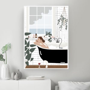 Spa Bath Day Canvas Print, Abstract Bathroom Art, Cotton Canvas Poster ...