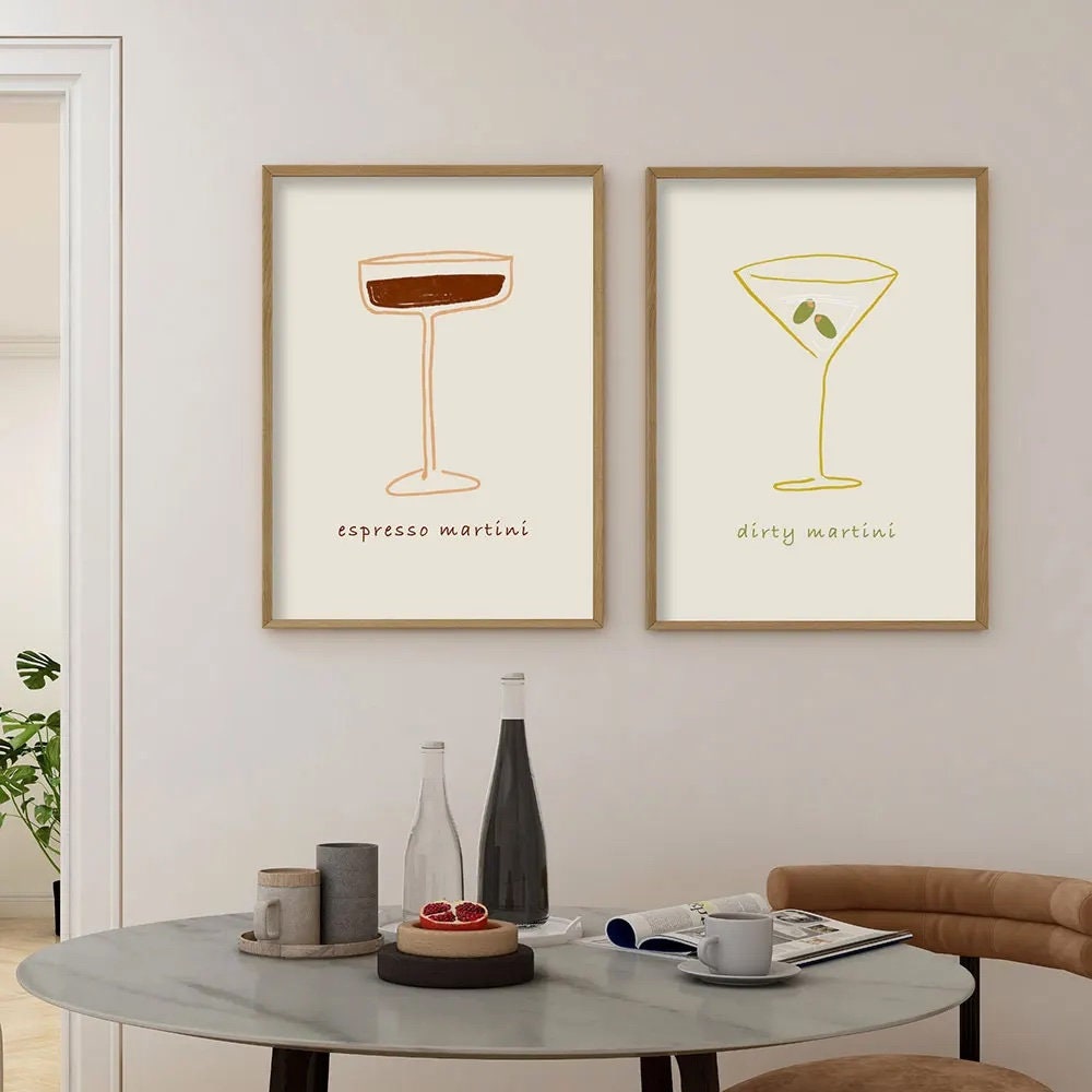 Minimalist Wall Art, Simple Cocktail Wall Art, Espresso Wall Art, Dirty