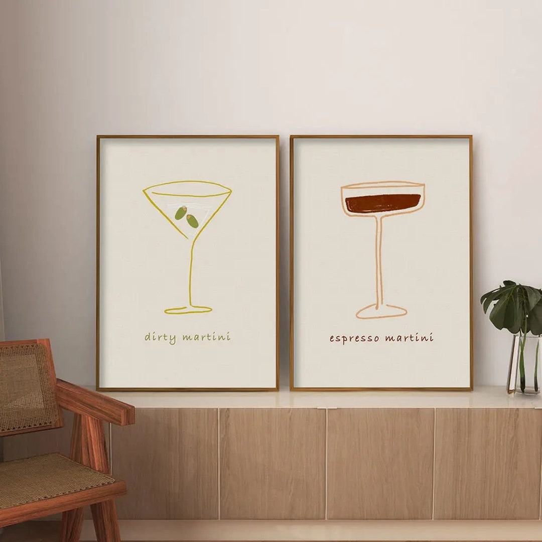 Minimalist Wall Art, Simple Cocktail Wall Art, Espresso Wall Art, Dirty
