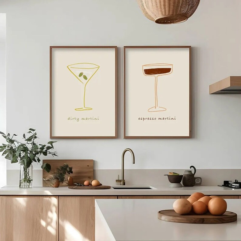 Minimalist Wall Art, Simple Cocktail Wall Art, Espresso Wall Art, Dirty