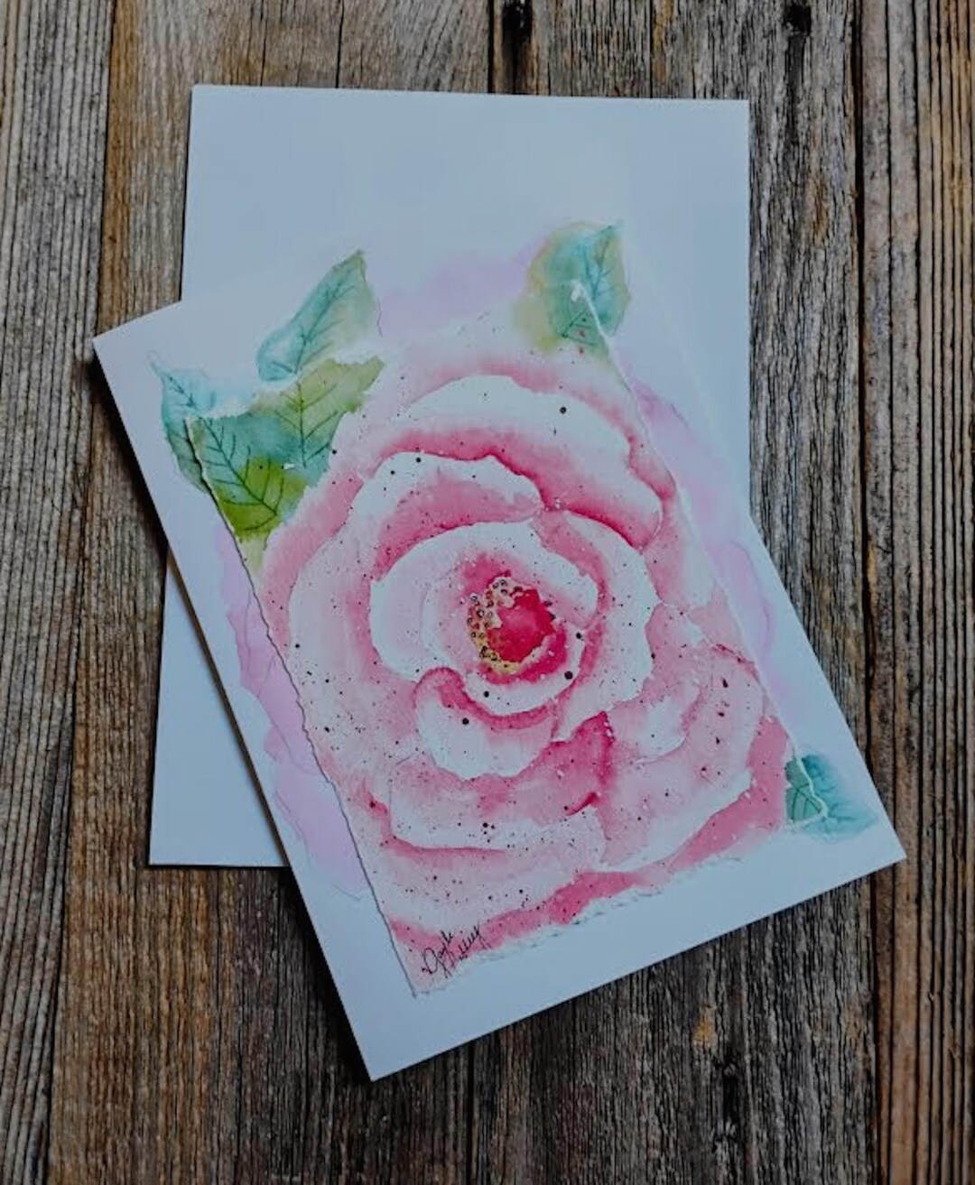 Mother's Day Pink Rose Card Original Watercolor Hand-painted A7 (5x7 ...