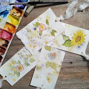 Hand Painted Original Watercolor Gift Tags Floral Flowers
