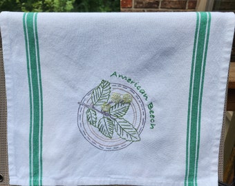 Serie de árboles, toallas de cocina de rayas verdes