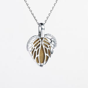 Personalized Angel Heart Fingerprint Necklace: 18K Gold Plated Sterling Silver CZ
