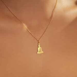 Sterling Silver Buddha Necklace: 18k Gold Plated Spiritual Pendant