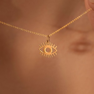 Mini Evil Eye Necklace: 18k Gold Plated Charm, Spiritual Jewelry
