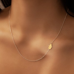 Sterling Silver Mini Hamsa Necklace – 925 Silver Hand of God Pendant, Gold Plated