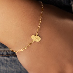 18K Gold Plated Sterling Silver Hamsa Bracelet - Jewish Jewelry