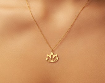 18K Gold Filled Pendant Lotus Necklace with 925 Sterling Silver Chain | Dainty Buddhism Charm | Mother's Day Gift | Unique Gift for Her