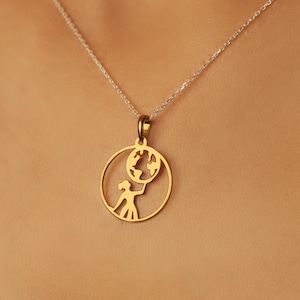 Gold Plated Earth Pendant Necklace: Sterling Silver Chain, Nature Lover Gift