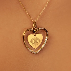 Personalized Dog Nose Print Necklace: 18K Gold Plated Sterling Silver, CZ Stones