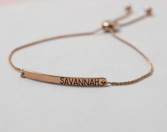 Minimalist Custom Named Adjustable Bar Bracelet