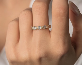 Stackable Pave Multi Stones CZ Minimalist Ring