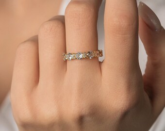 Stackable Pave Multi Stones CZ Minimalist Ring