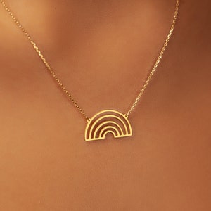 18K Gold Plated Rainbow Necklace: Sterling Silver Dainty Jewelry