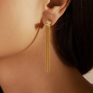 Tassel Earrings with CZ Stone