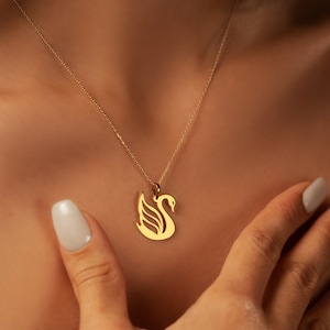 18K Gold Plated Swan Necklace: Sterling Silver Bird Charm