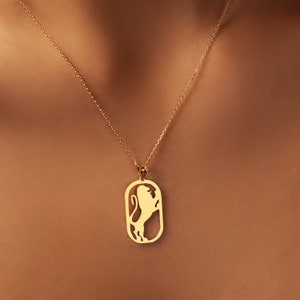 Einzigartige 18K Vergoldete Löwe von Jehuda Halskette Sterling Silber | Aryeh Emblem von Jerusalem | Jüdischer Schmuck || Diamond-Cut Kette