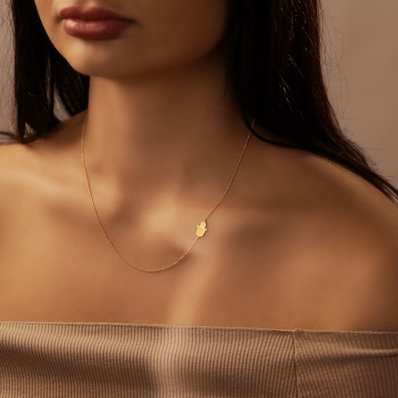 925 sterling silver hamsa hand necklace minimalist jewelry on neck