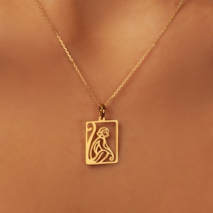 18K Gold Plated  Sterling Silver Dainty Monkey Necklace Pendant | Monkey Charm | Summer Jewelry | Animal Jewelry| Diamond-Cut Chain