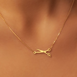 Gold Plated Sterling Silver Scissors Necklace - Personalized Hairdresser Gift
