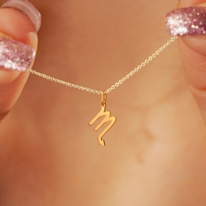 925 Sterling Silver Gold Filled 18K Rhodium Plated Mini Pendant Necklace With Your Zodiac sign Personalized Gift for Her Astrology Gift Silver+Gold