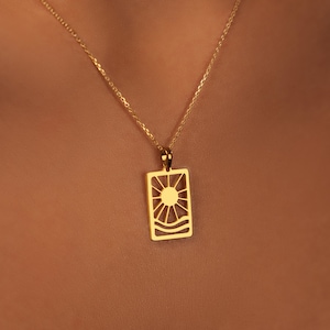 Sterling Silver Sun Necklace | 18K Gold Plated Sunset Pendant | Sunshine Charm | Sunburst Necklace | Summer Jewelry| Diamond-Cut Chain