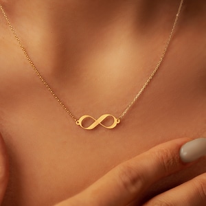 18K Gold Plated Infinity Necklace: Sterling Silver Chain, Dainty Charm