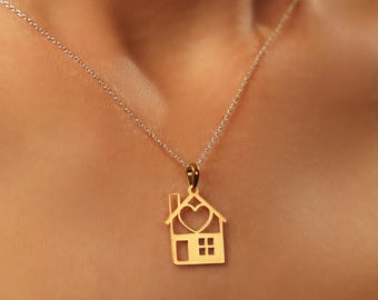 Colar de coração banhado a ouro: pingente de família em prata de lei