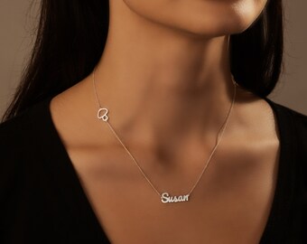 Collar Con Forma De Cordón Profesional Chapado En Oro De 18 Quilates Con Letras De Flor