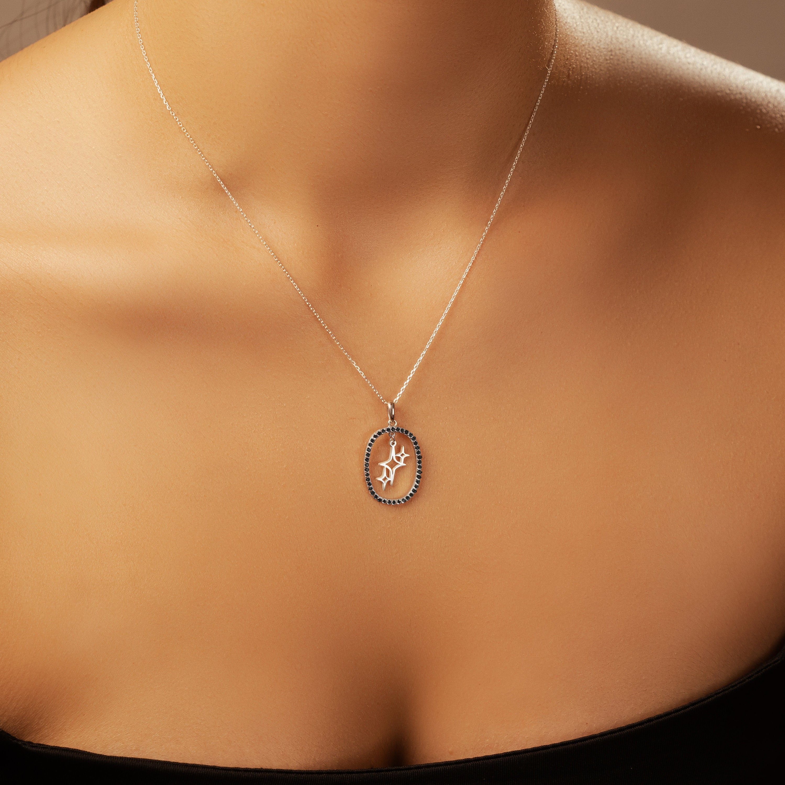 ★SENTIMENTS★ NO.311 [BLACK] MOVE STAR NECKLACE Paparazzi 